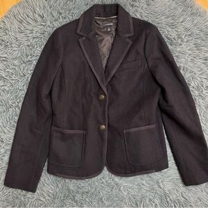 Lands End Navy Blue Preppy Wool Blazer Lined Preppy Button Size S 6